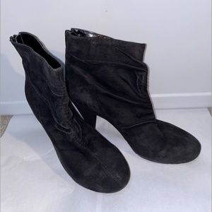 Black Suede-like Heels Dress Ankle Booties